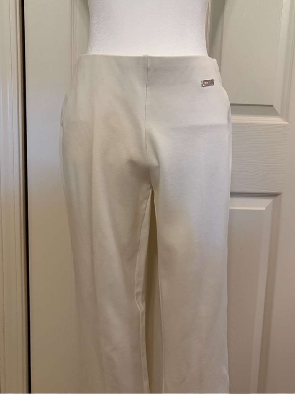 Rafaella Cream Straight-Leg Ponte Pants